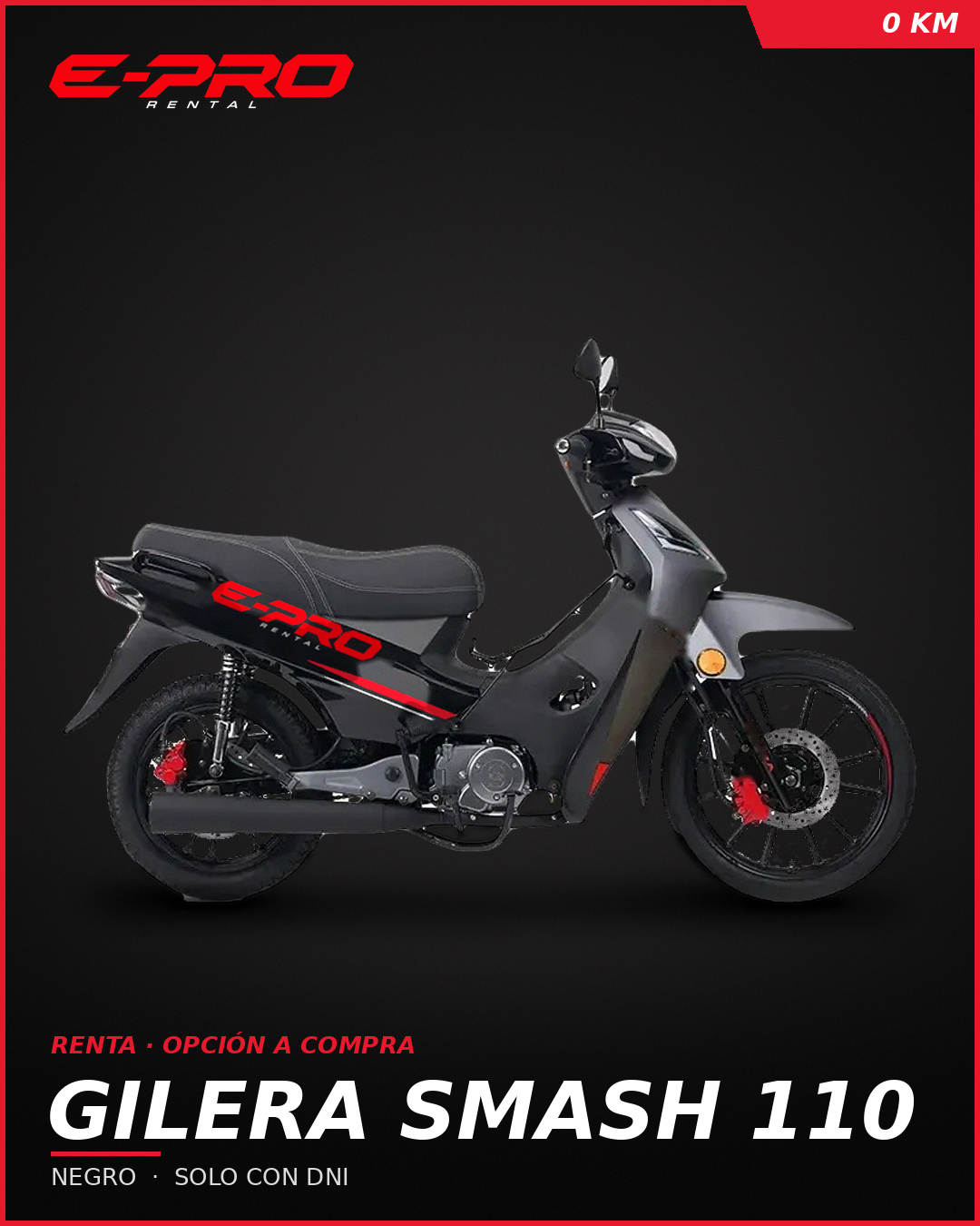 Gilera Smash 110 con logo E-PRO Rental